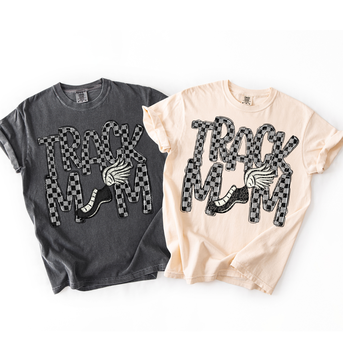 Track mom black and gray checkered (City) DTF Transfer