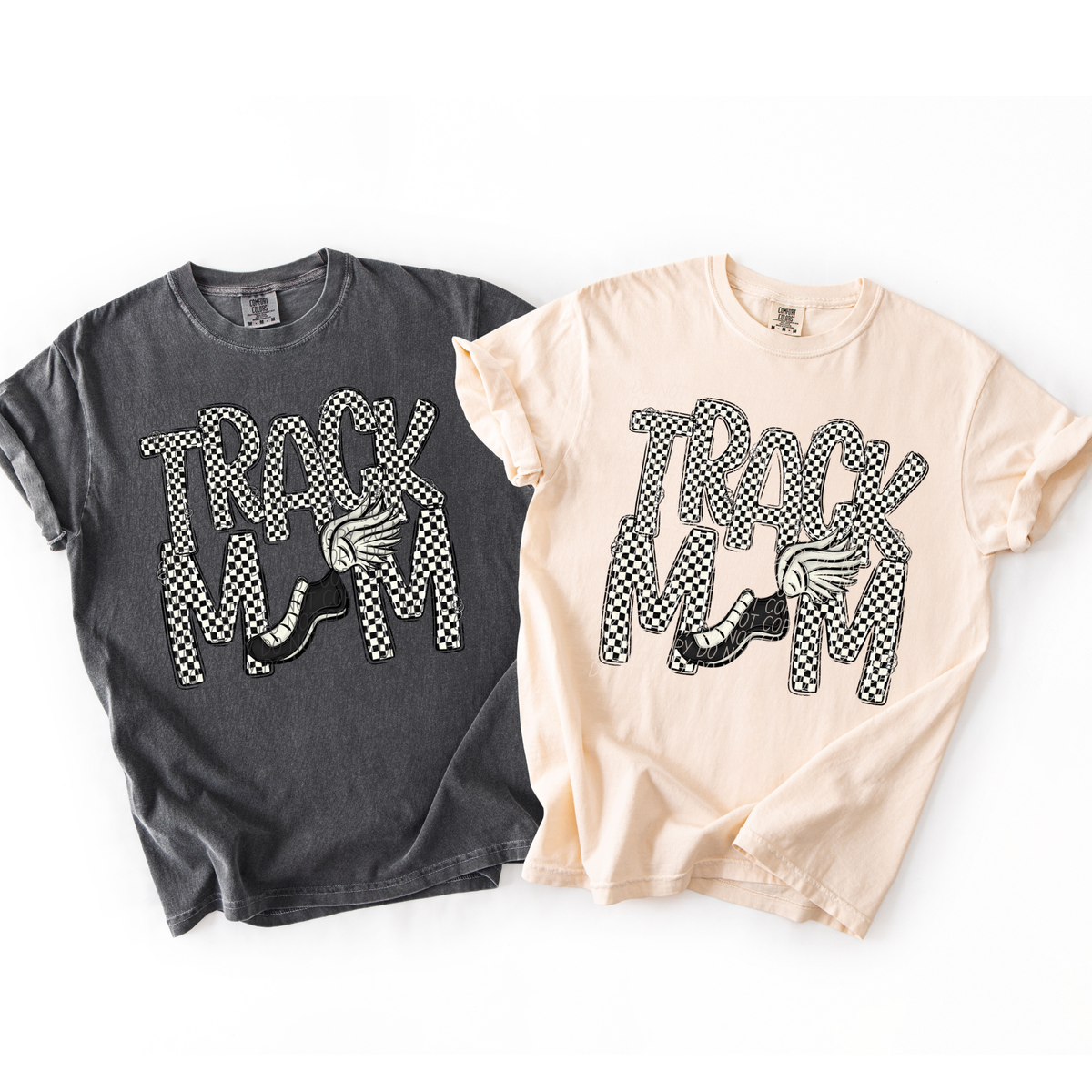 Track mom black and white checkered (City) DTF Transfer