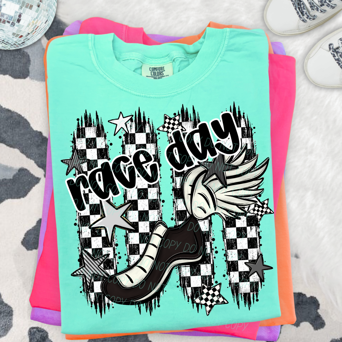 race day track checker sports black and white (city) DTF Transfer