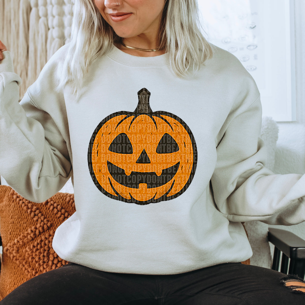 Orange jack o lantern DTF transfer