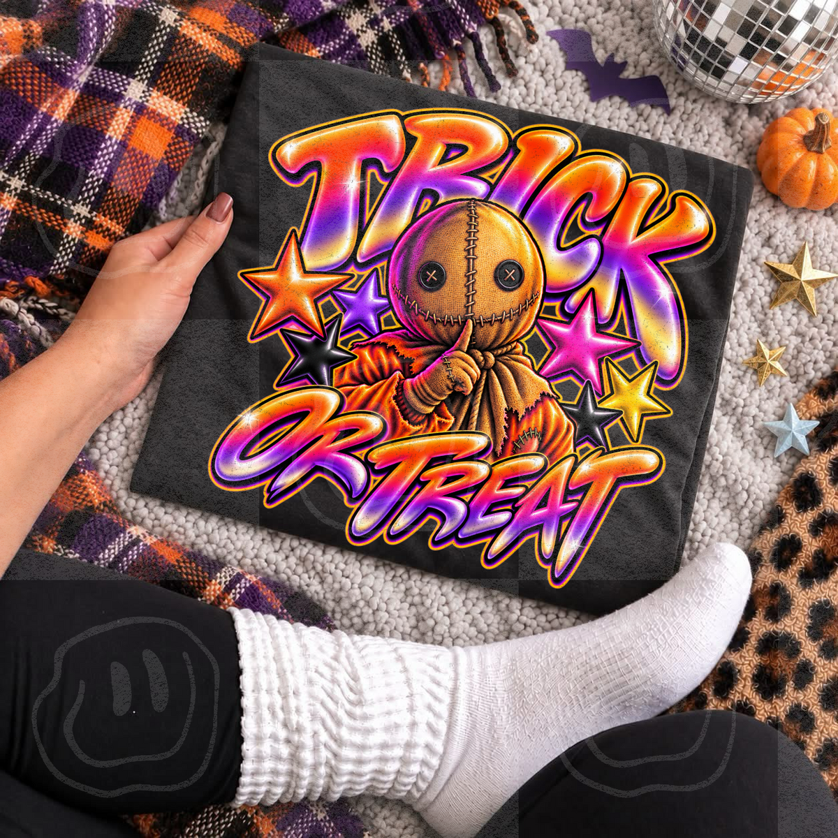 Trick or treat Sam neon faux airbrush (Unhinged) DTF Transfer