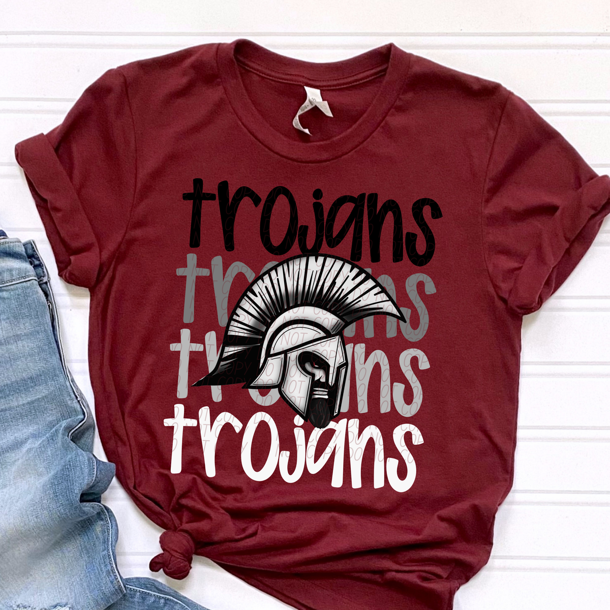 Trojans Head Word Stacked (CITY) 57472 DTF transfer
