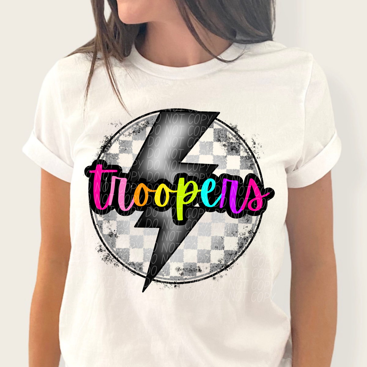 Troopers BRIGHT COLORS FONT lightning bolt circle CITY DTF transfer