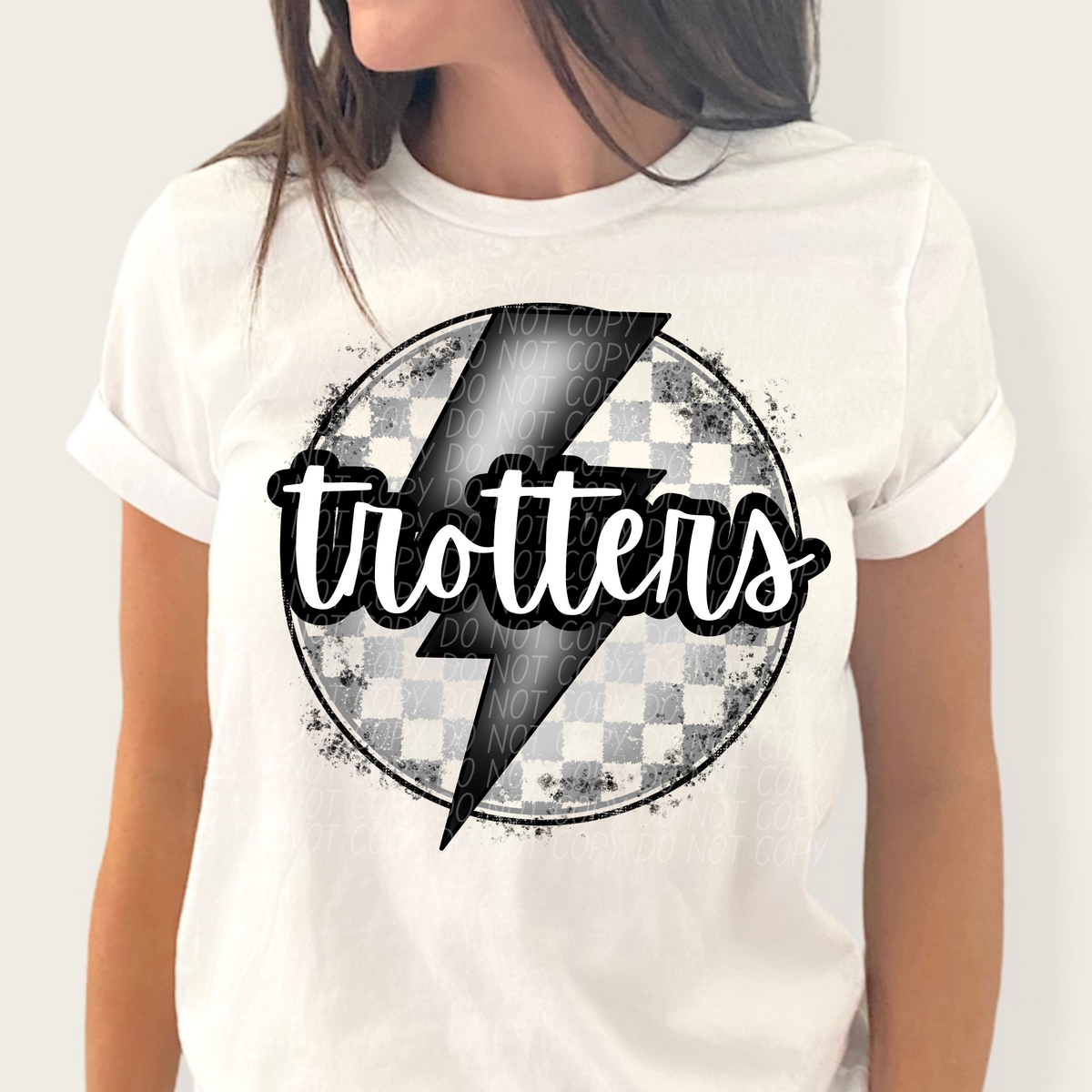 Trotters grey/silver lightning bolt circle CITY DTF transfer