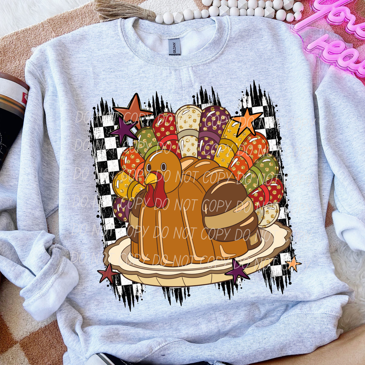 Jello Turkey with Checker Background (CITY)DTF Transfer