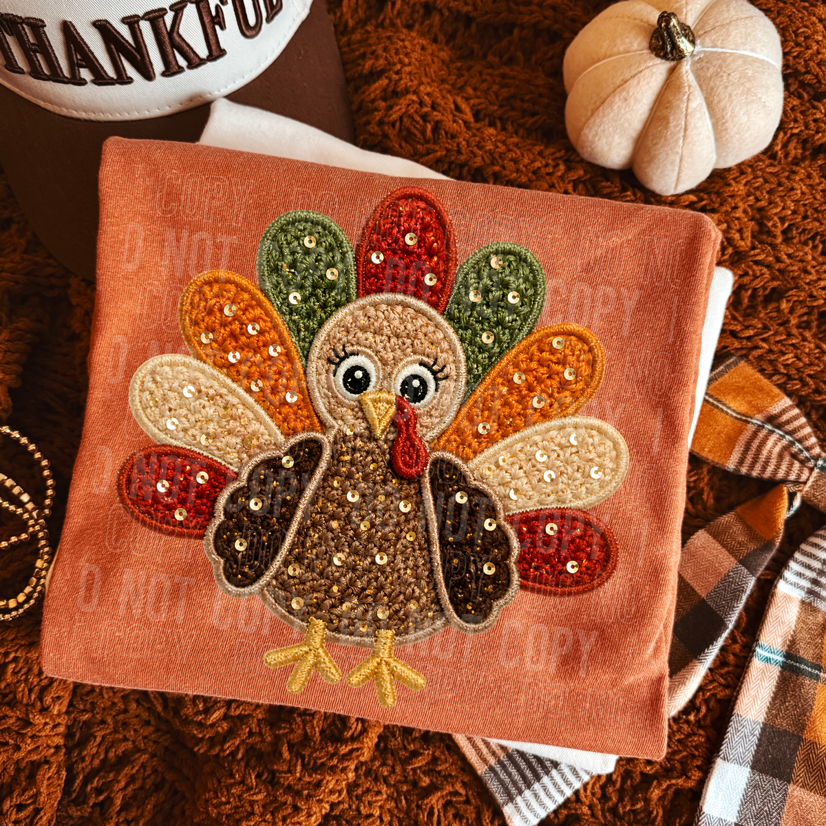 Turkey faux embroidery and sequins (SBB) DTF Transfer