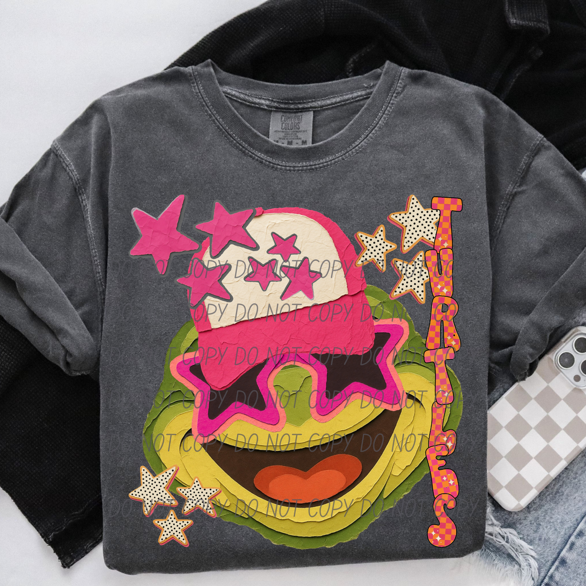 Turtles pink stars (City) DTF Transfer