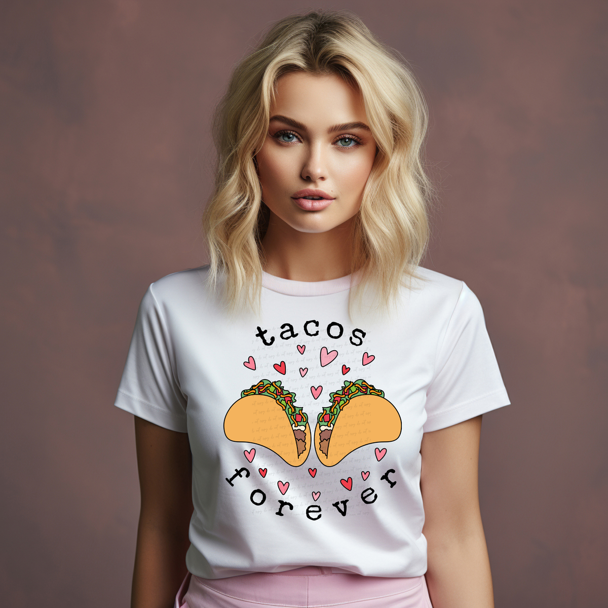 Tacos Forever Hearts Black Font 81658 DTF Transfer