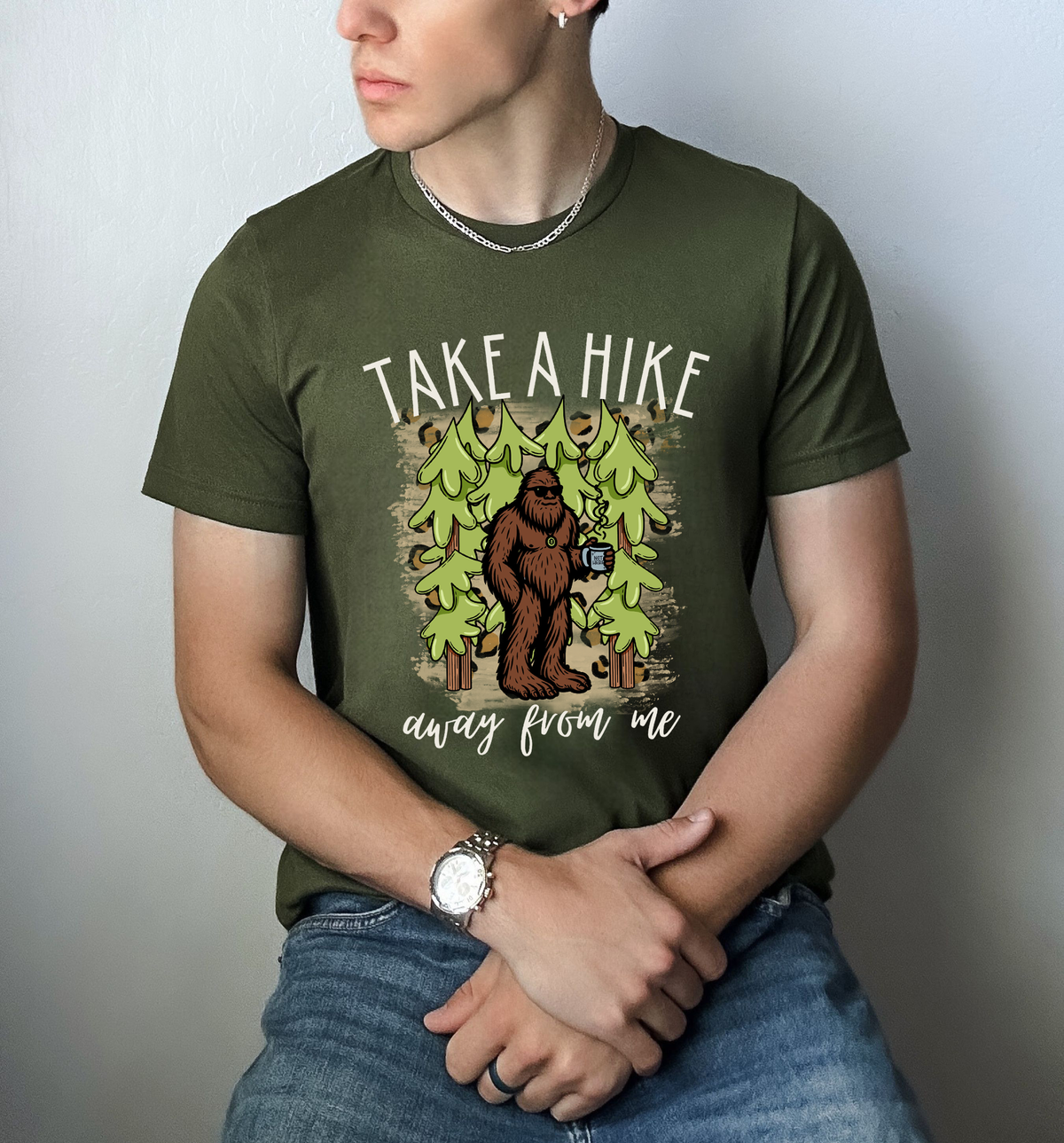 Take A Hike Away From Me Leopard White Font 111487 DTF transfer