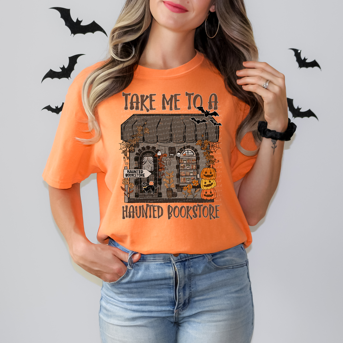 Take Me To A Haunted Bookstore 104703 DTF transfer