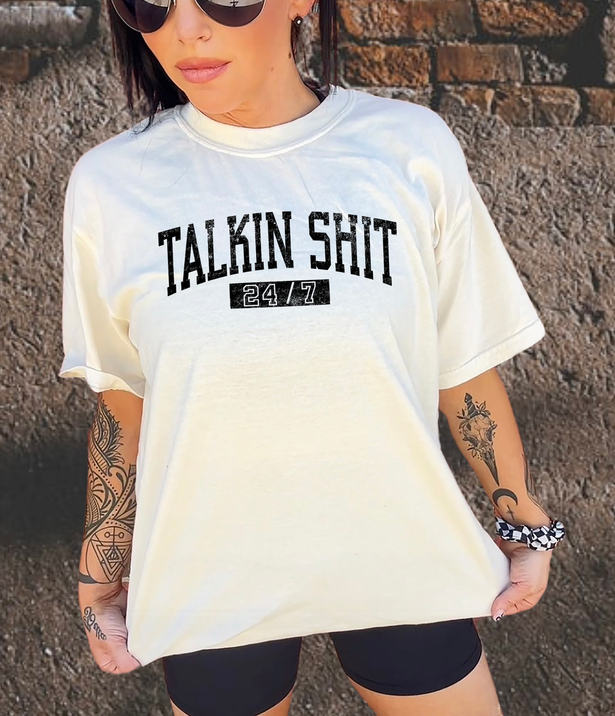 Talkin Shit 24/7 Black Grunge 86604 DTF Transfer