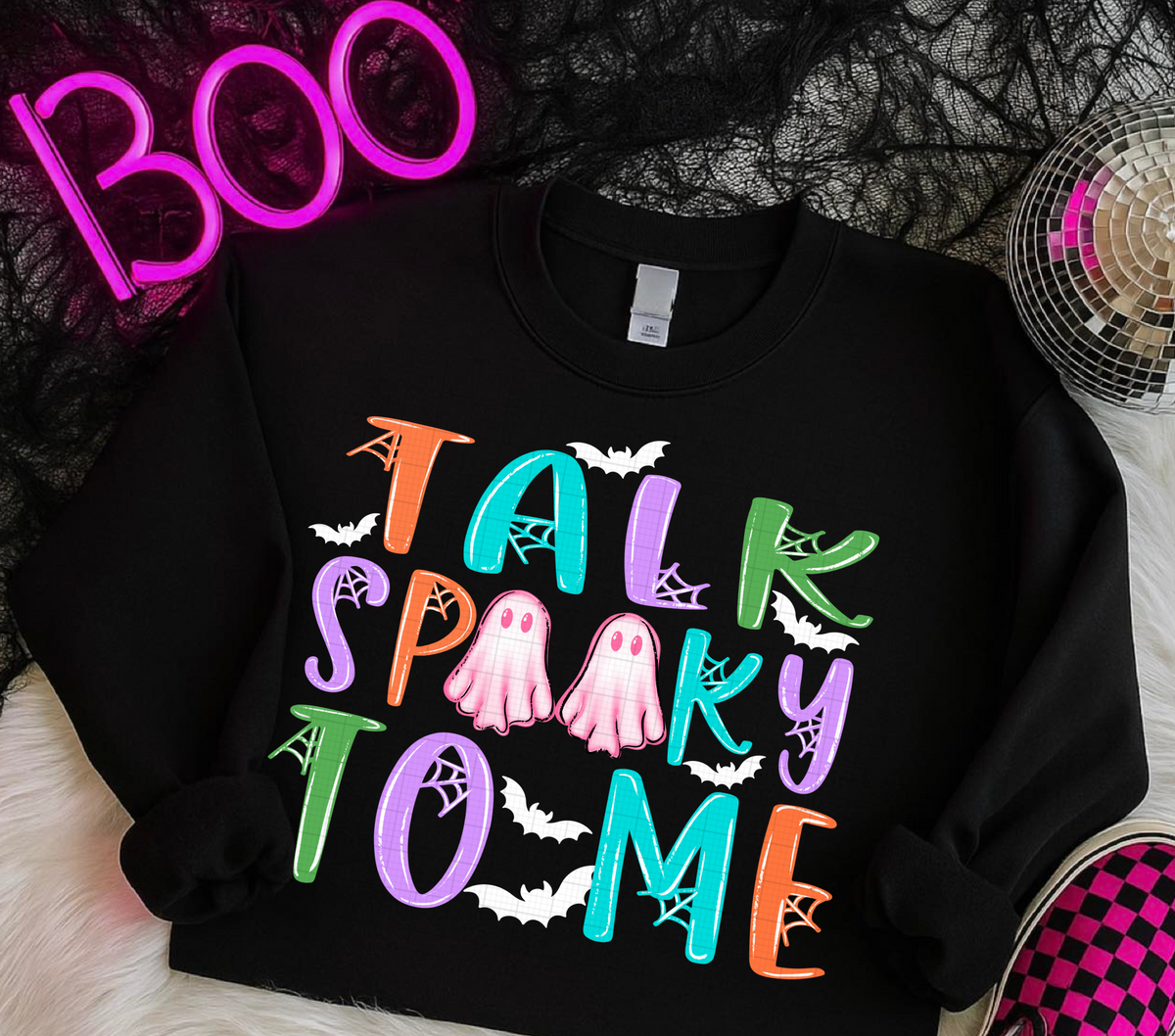 Talk spooky to me WHITE bats (Linda) DTF Transfer