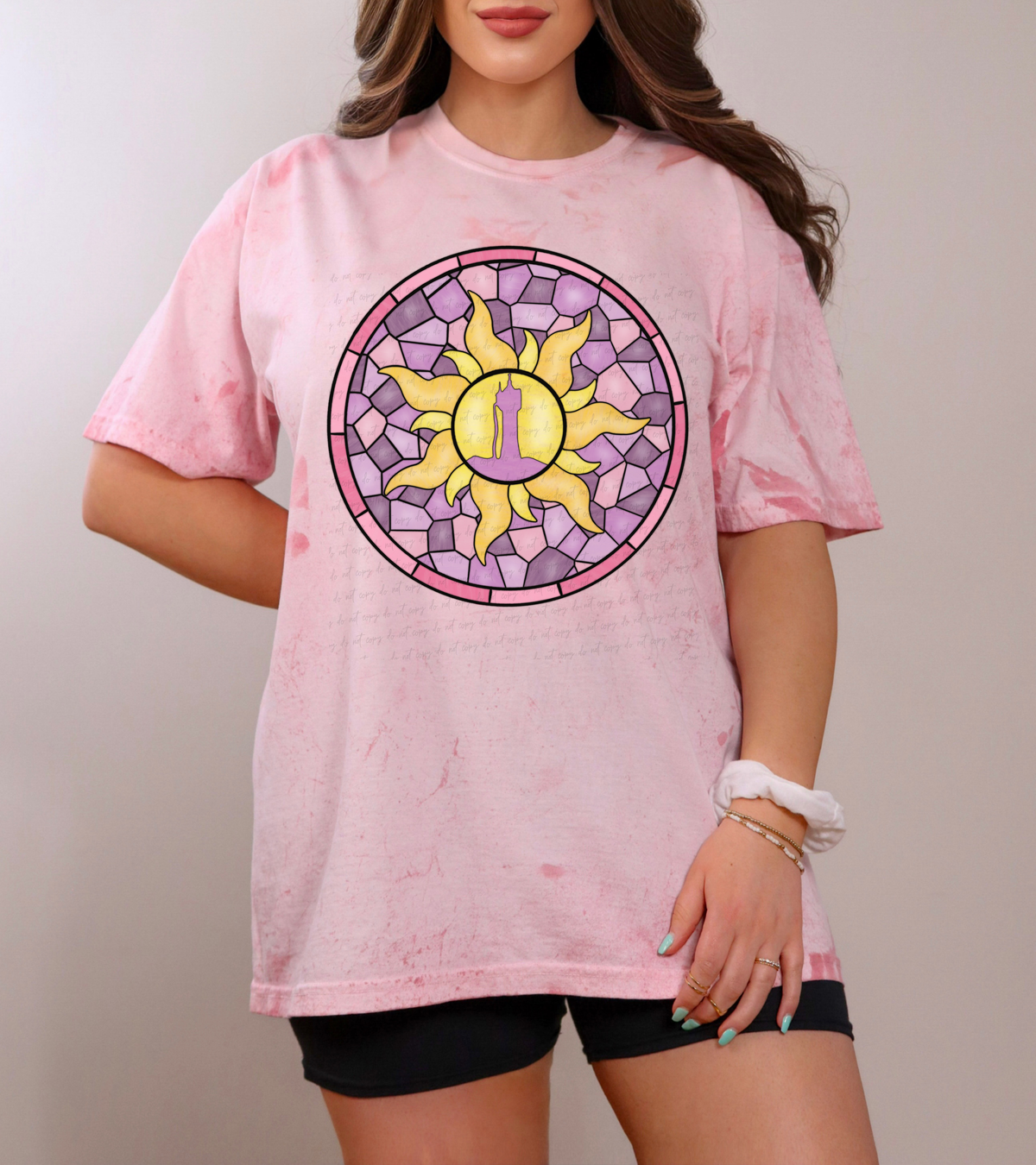 Tangled Pink Circle Stained Glass Sun Castle 115405 DTF transfer