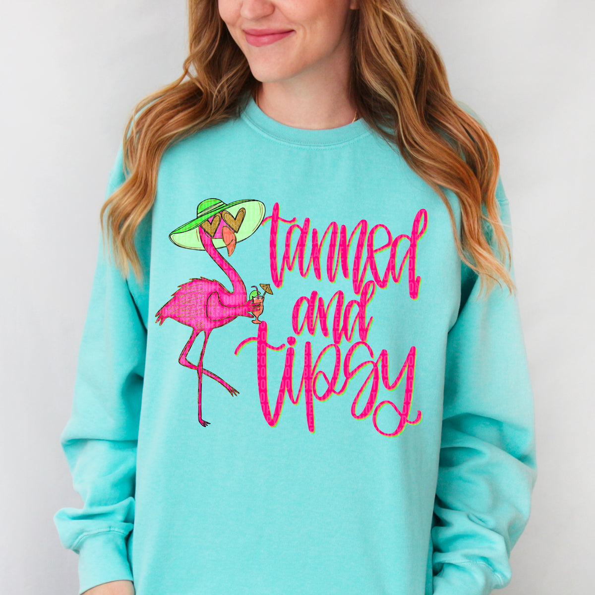 Tanned and tipsy flamingo 106044 DTF transfer