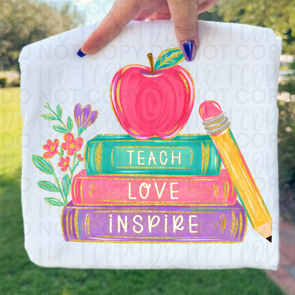 Teach love inspire books stacked (UAC) DTF Transfer