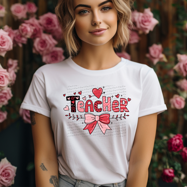 Teacher Heart Bow 71814 DTF Transfer