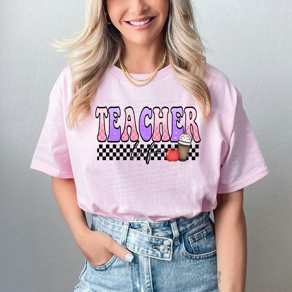 Teacher Life Checker Apple Frappe 111372 DTF transfer