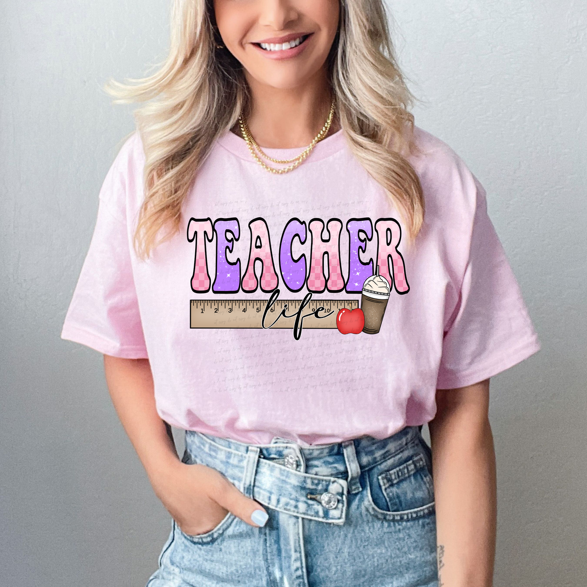 Teacher Life Ruler Apple Coffee Cup 111373 DTF transfer