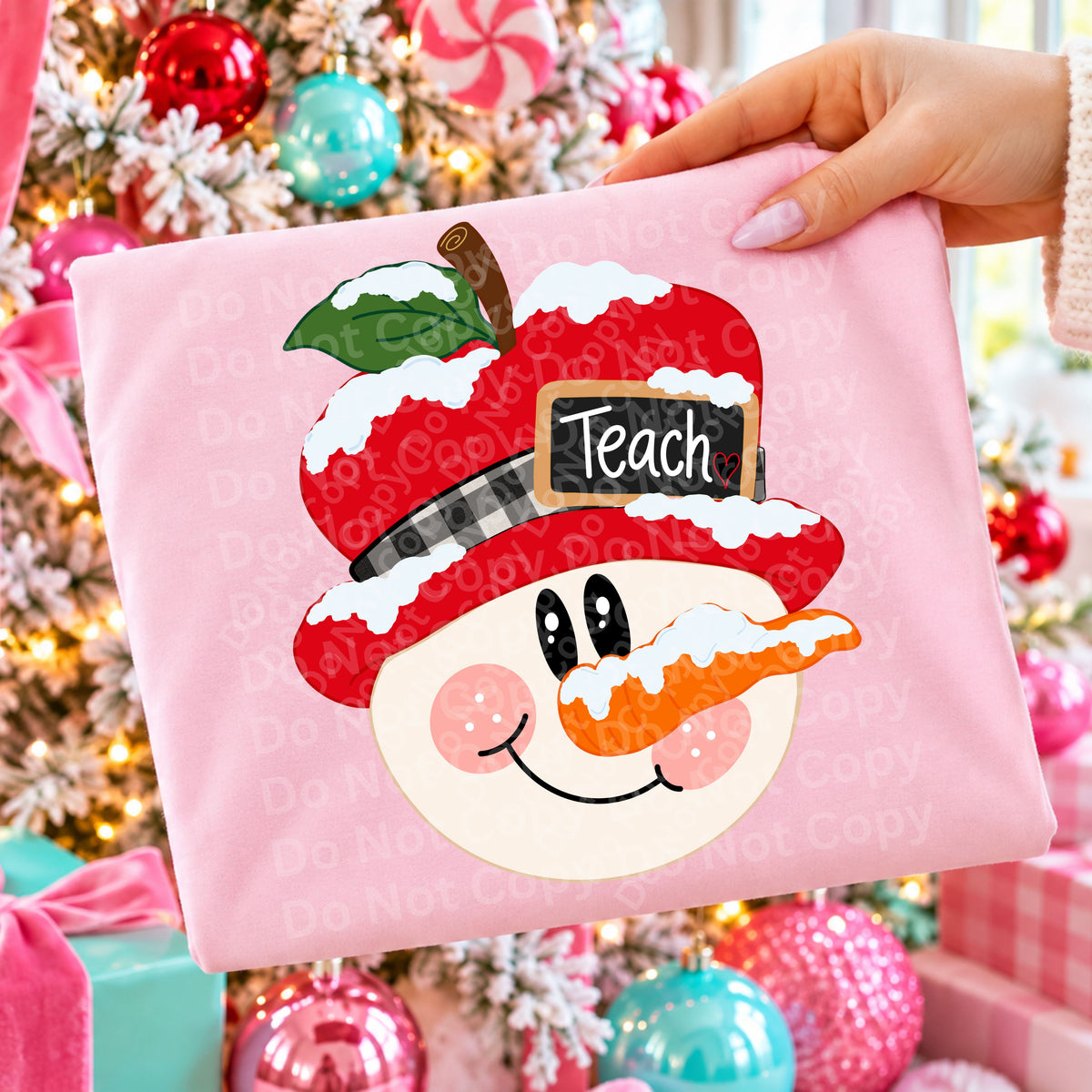 Teacher snowman with red hat (Irene) DTF Transfer