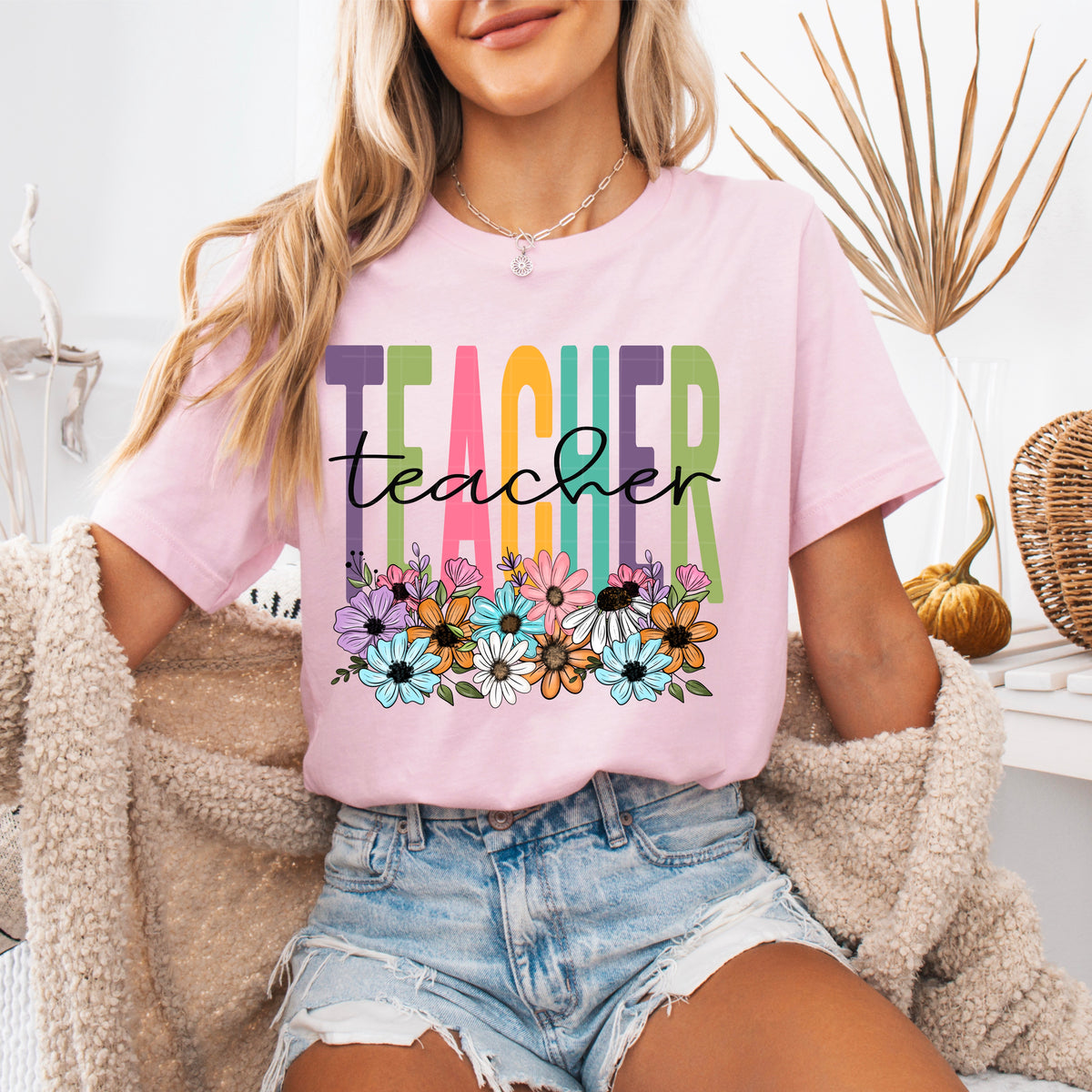 Spring floral Teacher (SDD) DTF Transfer