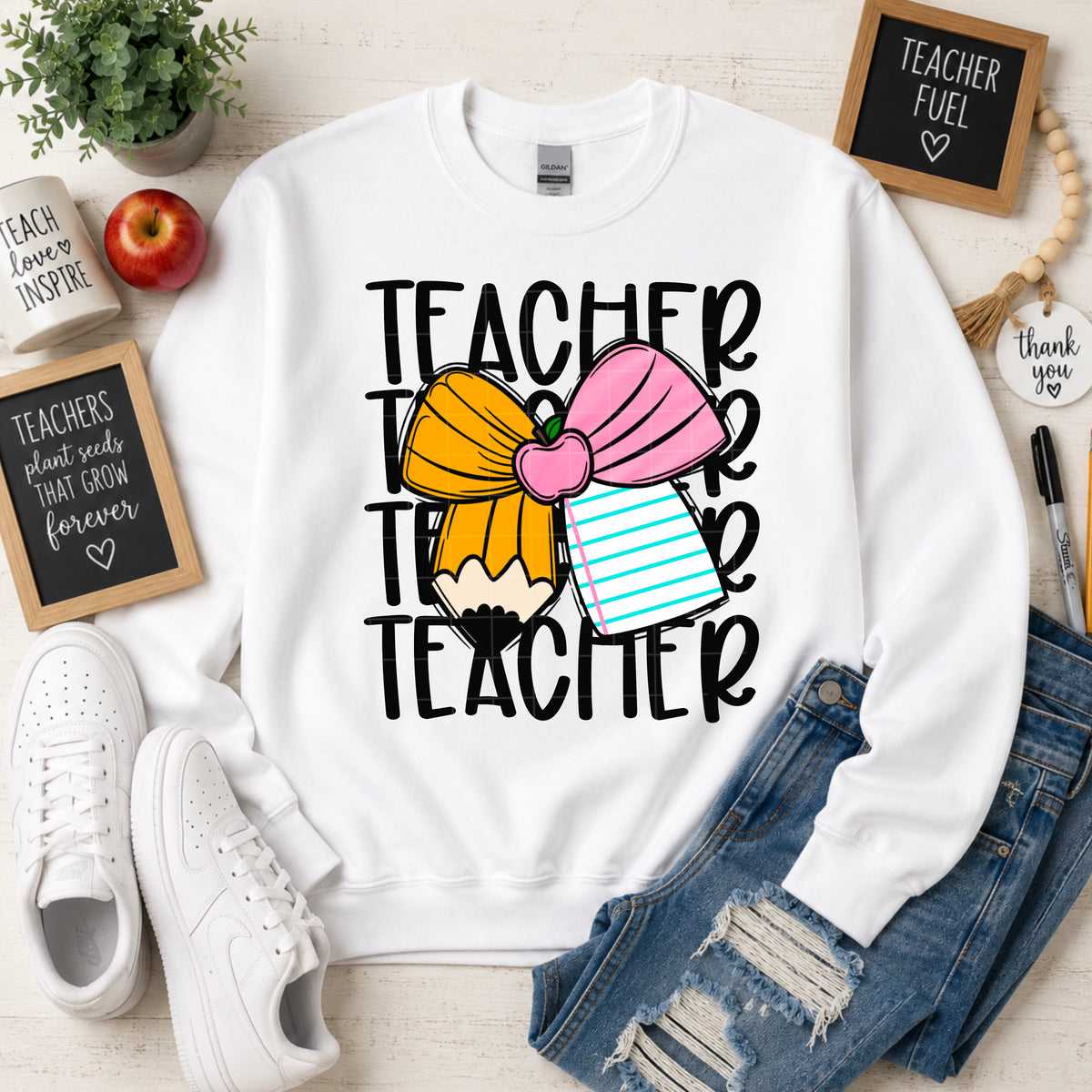 Teacher stacked bow (SDD) DTF Transfer