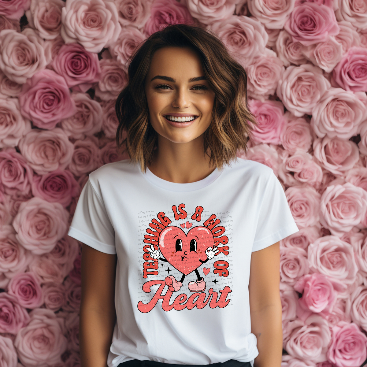 Teaching Is A Work Of Heart Smiley Heart 71733 DTF Transfer