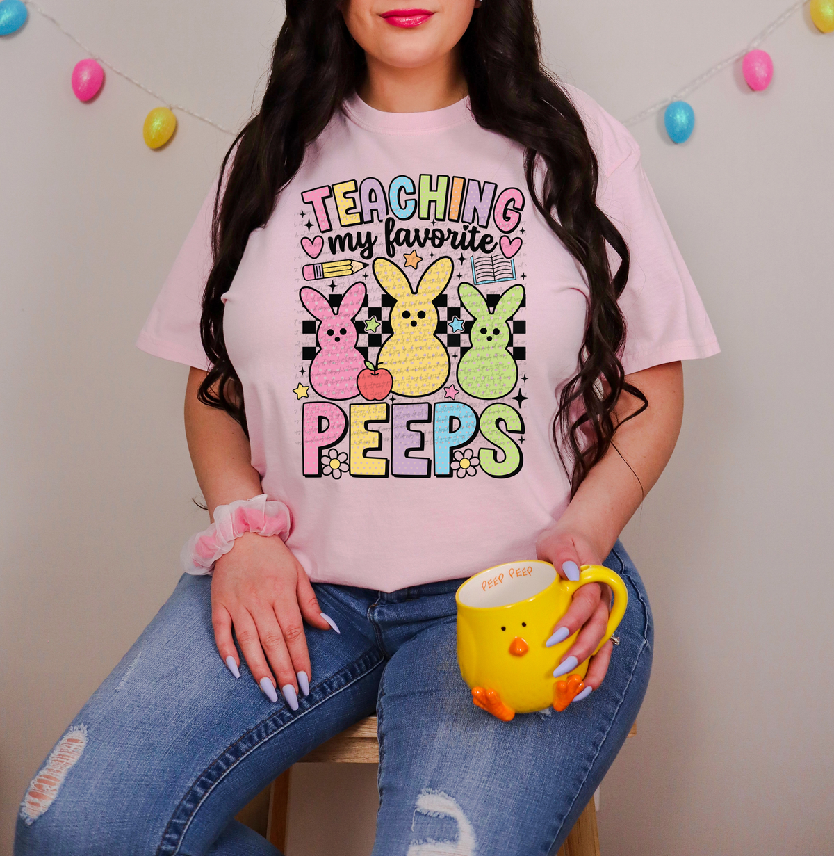 Teaching My Favorite Peeps Bunnies Hearts 81792 DTF Transfer