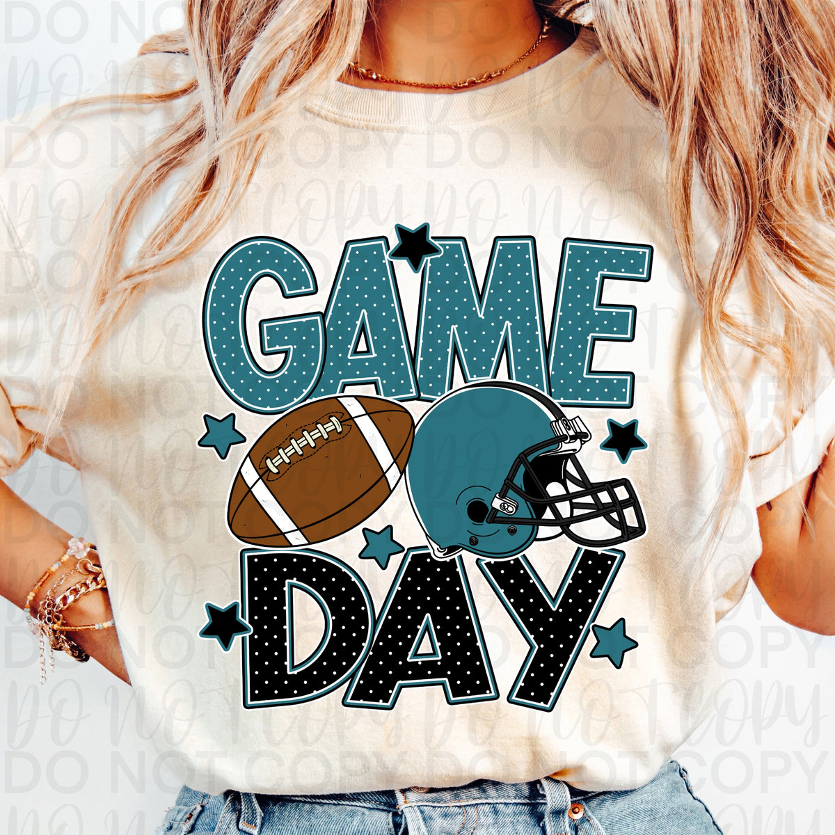 Game day teal black (UAC) DTF Transfer