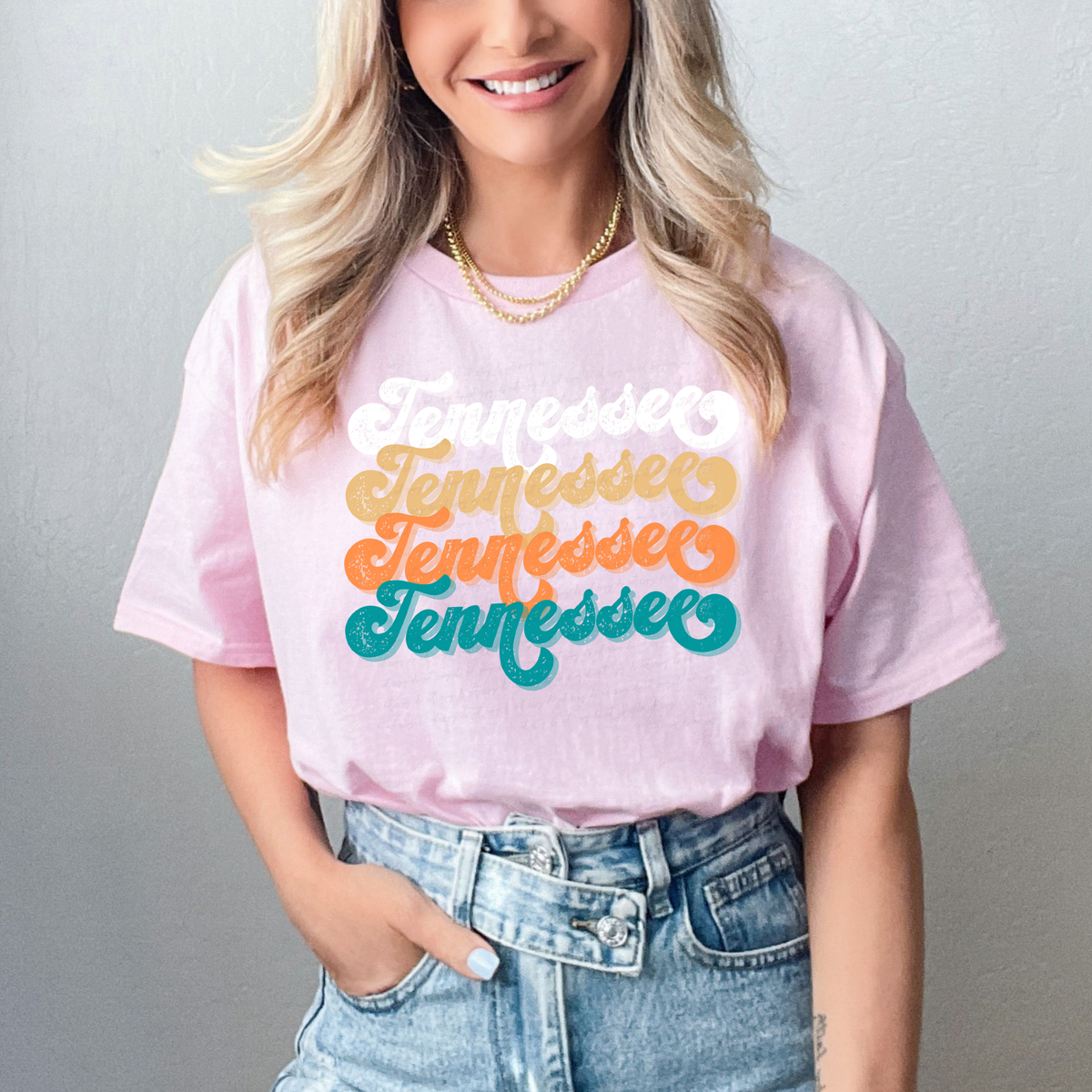 Tennessee White Beige Orange Blue Stacked 114649 DTF transfer