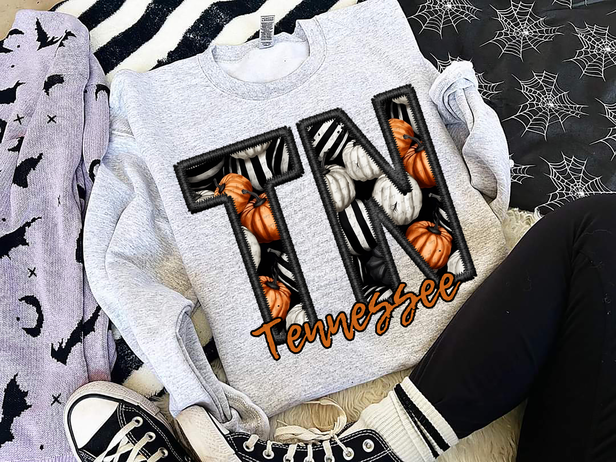 TN Faux Embroidery Pumpkin Filled Tennessee 54524 DTF transfer