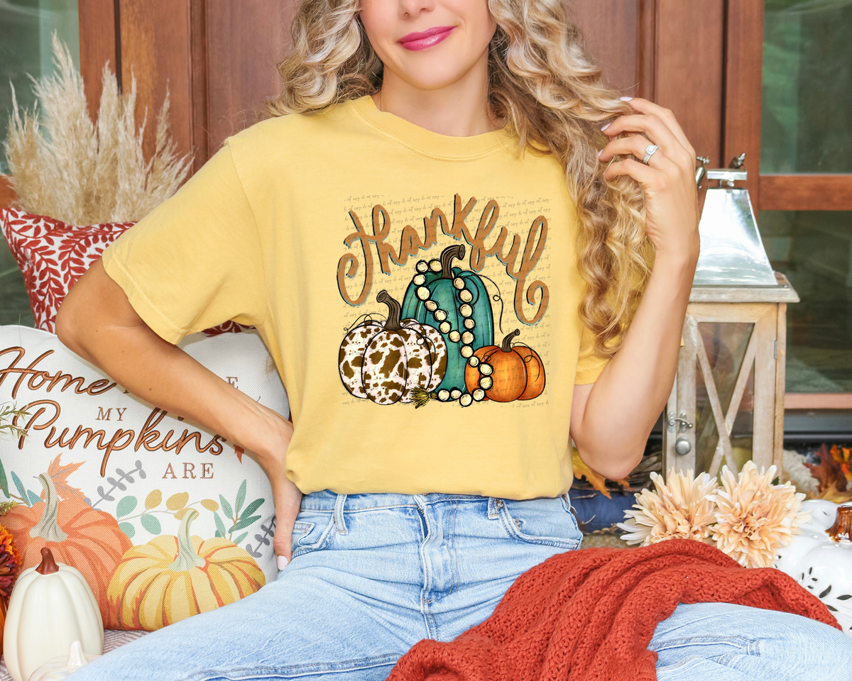 Thankful Cow Print Pumpkin 46773 DTF transfer