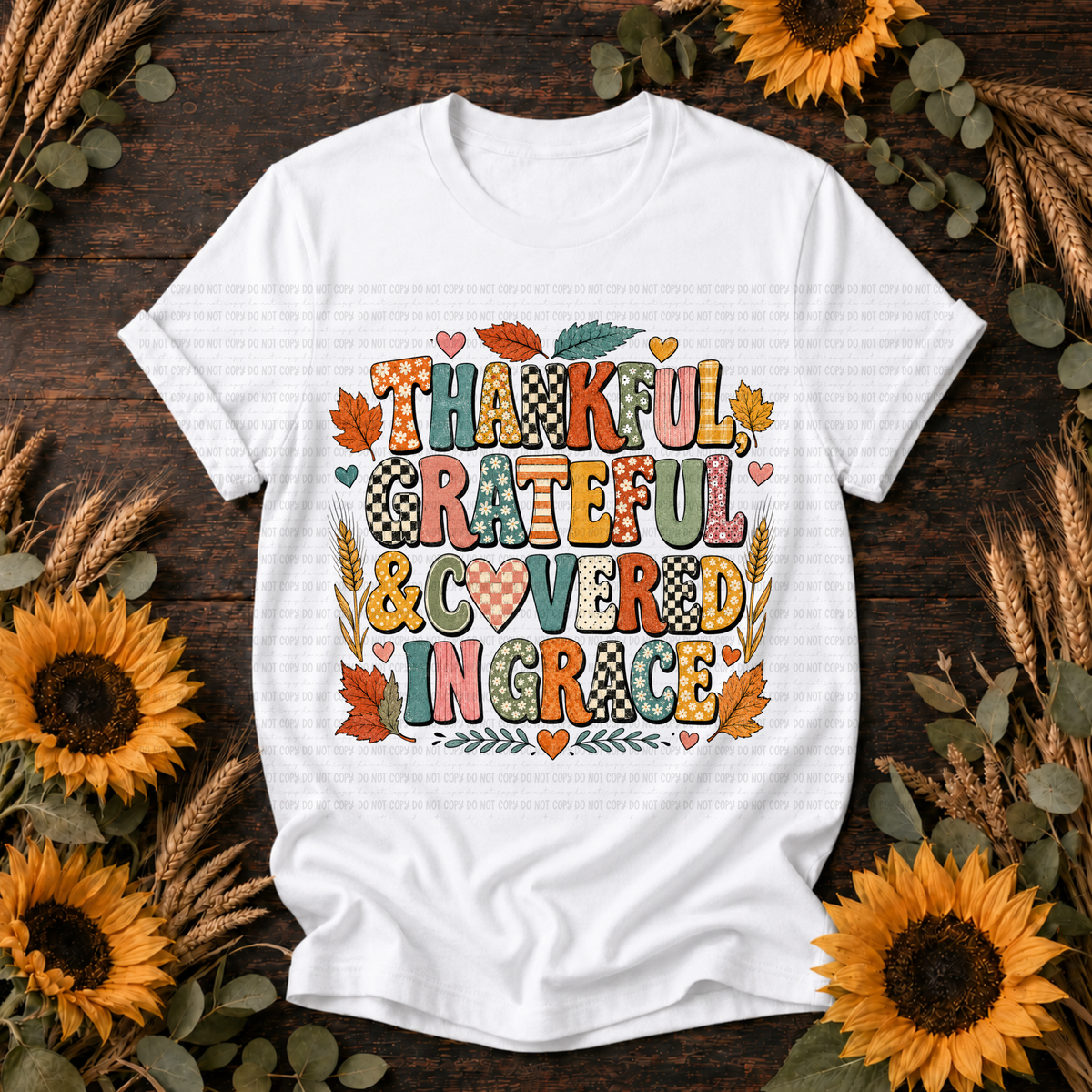Thankful grateful & covered in grace (Revel) DTF transfer