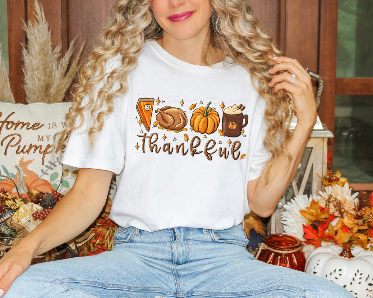 Thankful Pie Turkey Pumpkin Latte 114602 DTF transfer