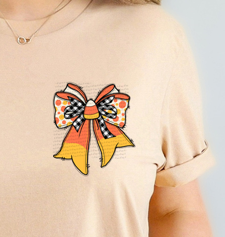 Thankful Stacked Candy Corn Bow (Pocket Print) 59990 DTF Transfer