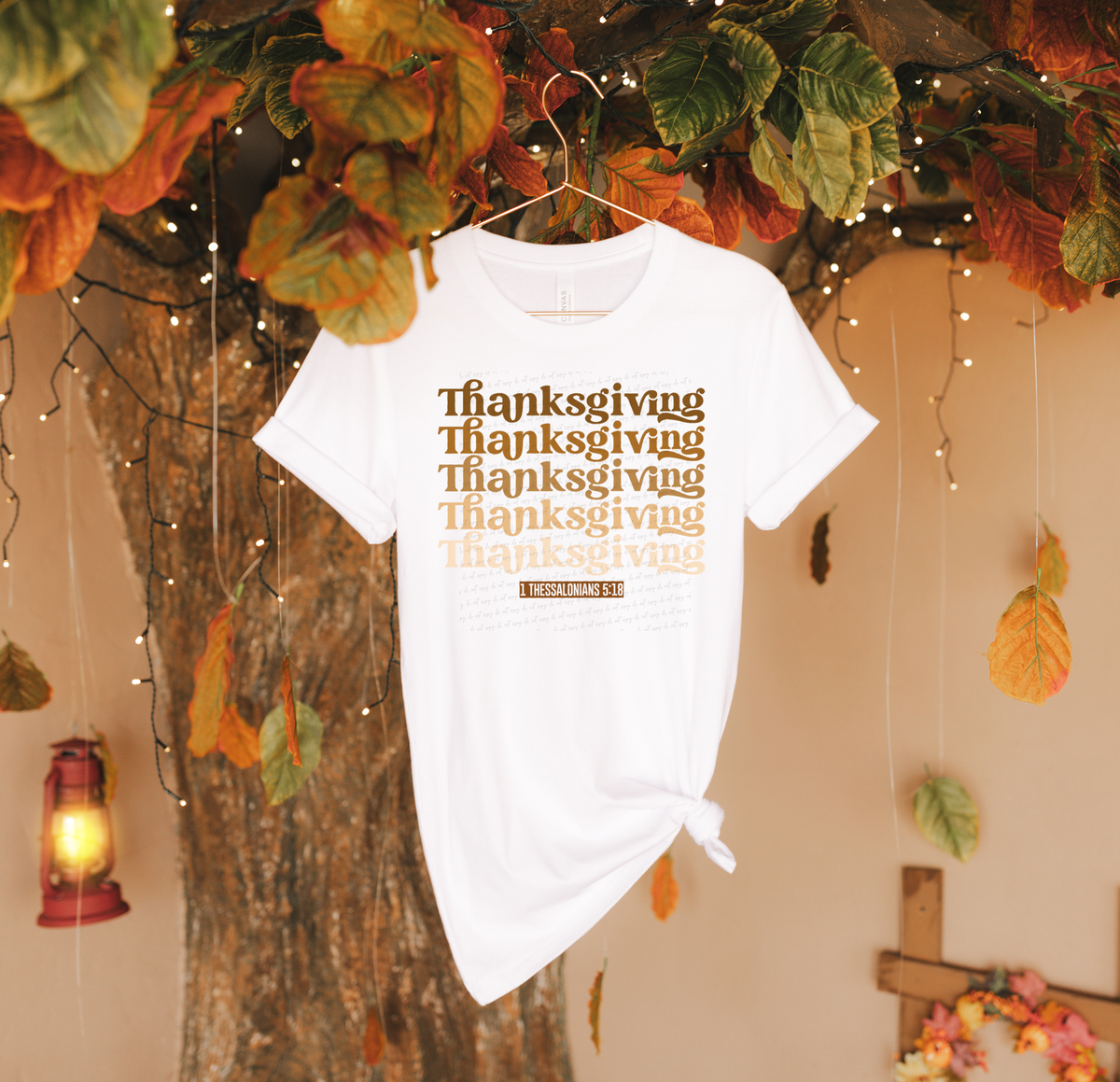 Thanksgiving Brown Stacked 1 Thessalonians 5:18 115076 DTF Transfer