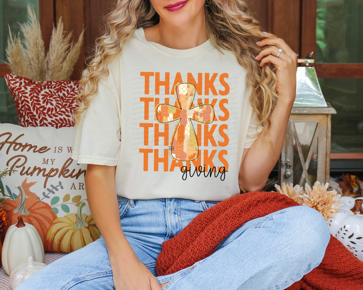 Thanksgiving Stacked Cross 117659 DTF transfer