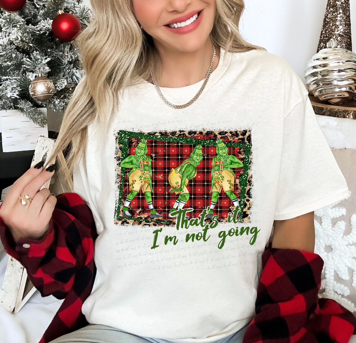 That's It I'm Not Going Green Guy Red Plaid Leopard Boarder 114941 DTF transfer