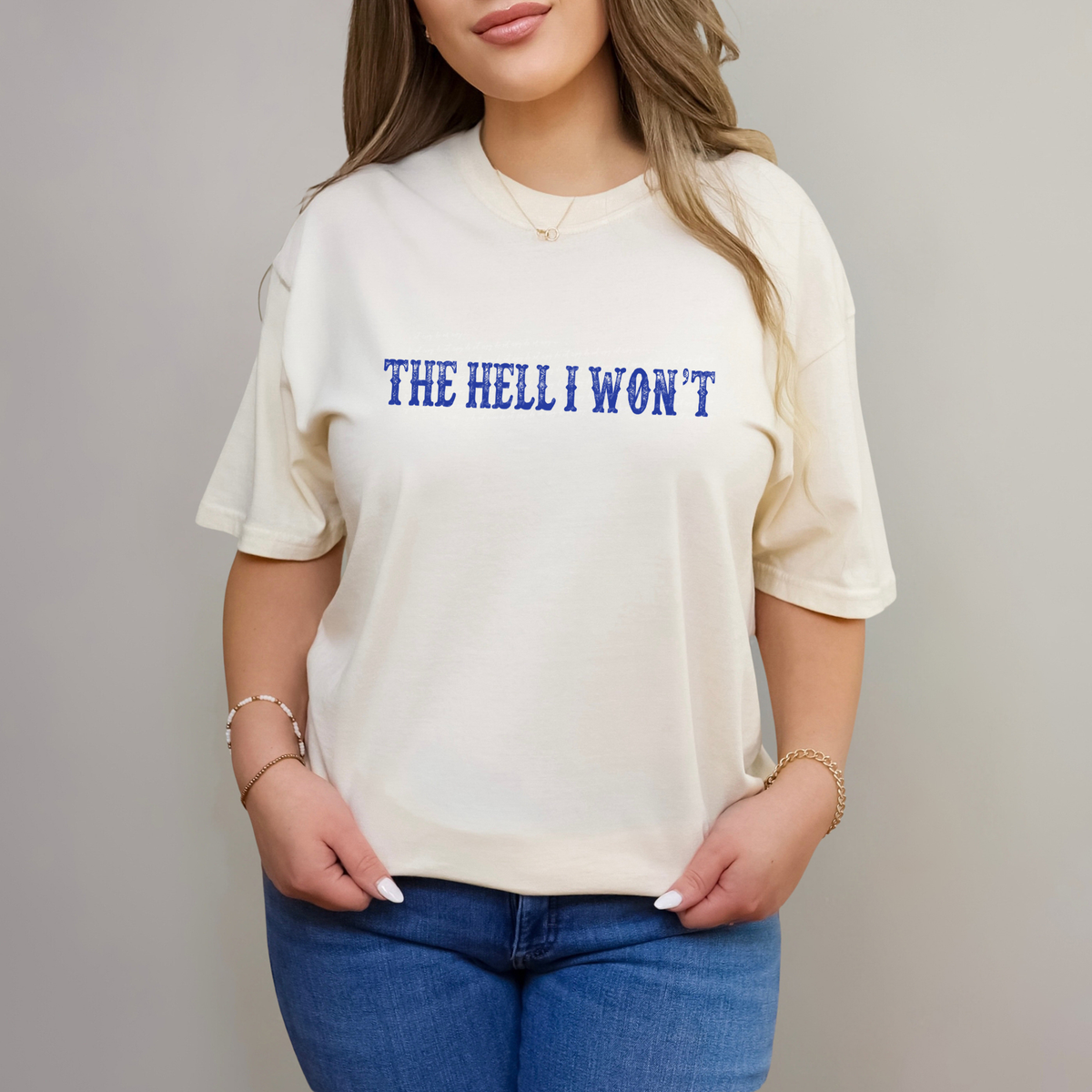 The Hell I Won't Blue Grunge 86368 DTF Transfer