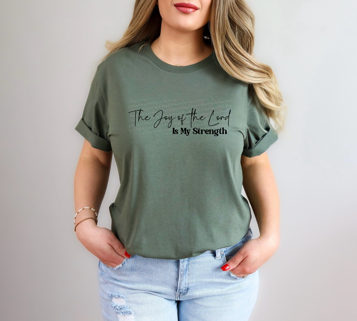 The Joy Of The Lord Is My Strength Cursive And Serif Font Black 89457 DTF Transfer