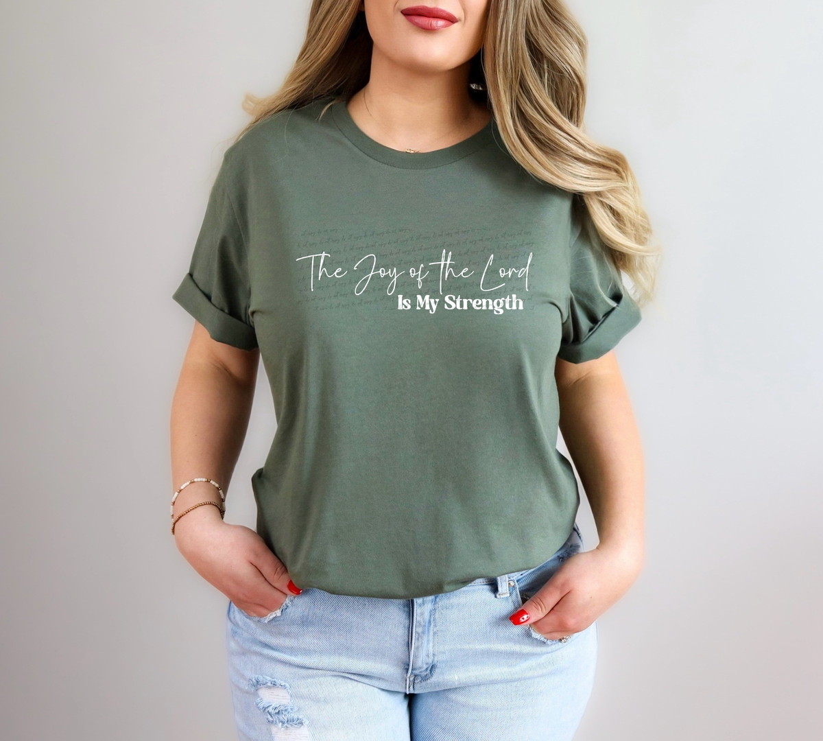The Joy Of The Lord Is My Strength Cursive And Serif Font White 89458 DTF Transfer