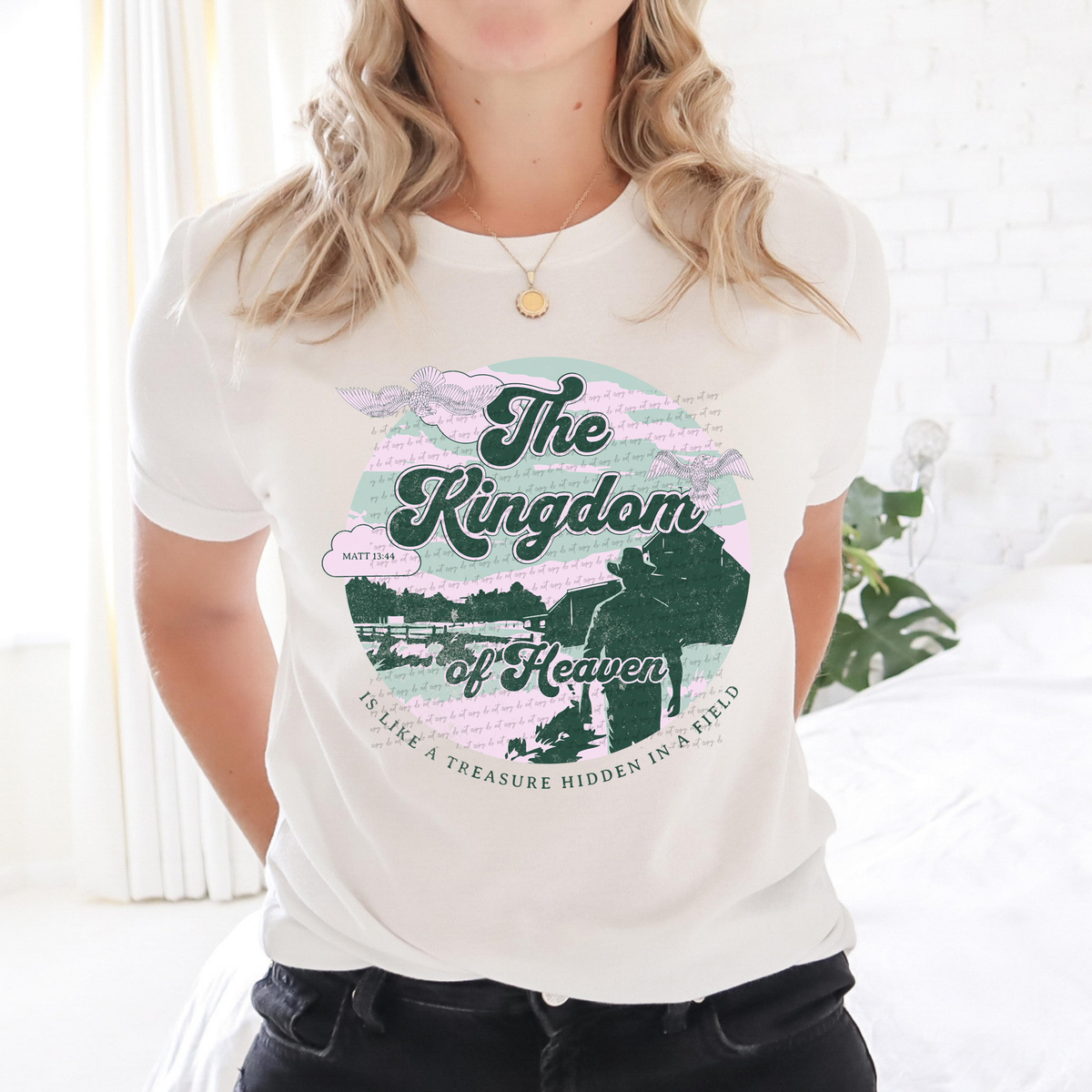 The Kingdom Of Heaven Is Like A Treasure Hidden In A Field Matt 13:44 Green 81043 DTF Transfer