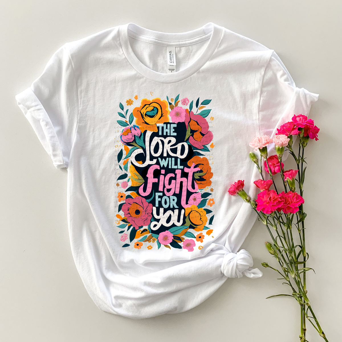 The Lord Will Fight For You Floral 81052 DTF Transfer