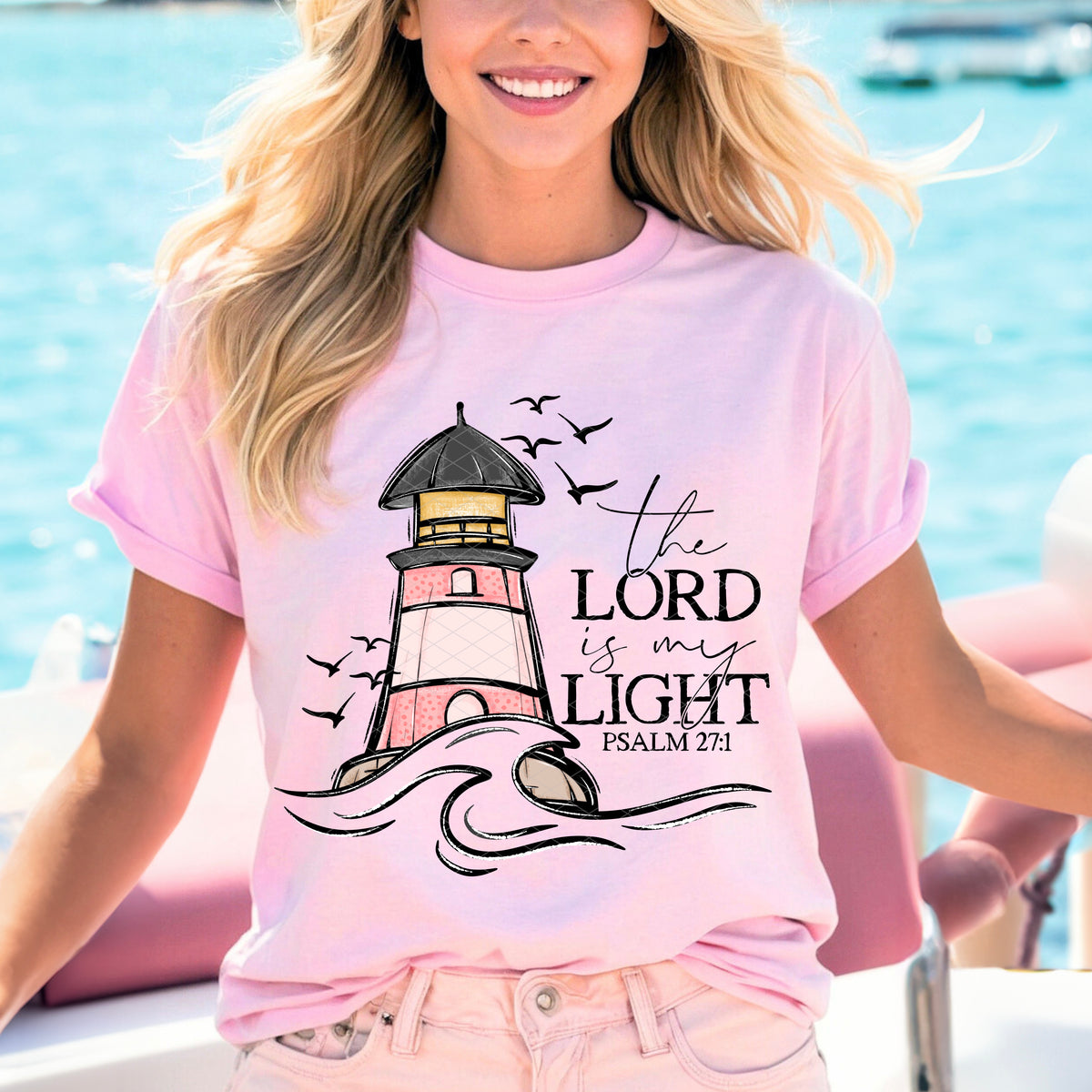 The lord is my light lighthouse (SDD) DTF Transfer