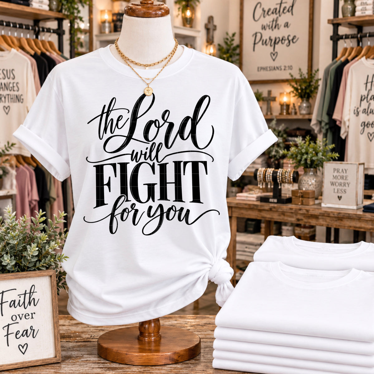 The lord will fight for you BLACK cursive (SDD) DTF Transfer