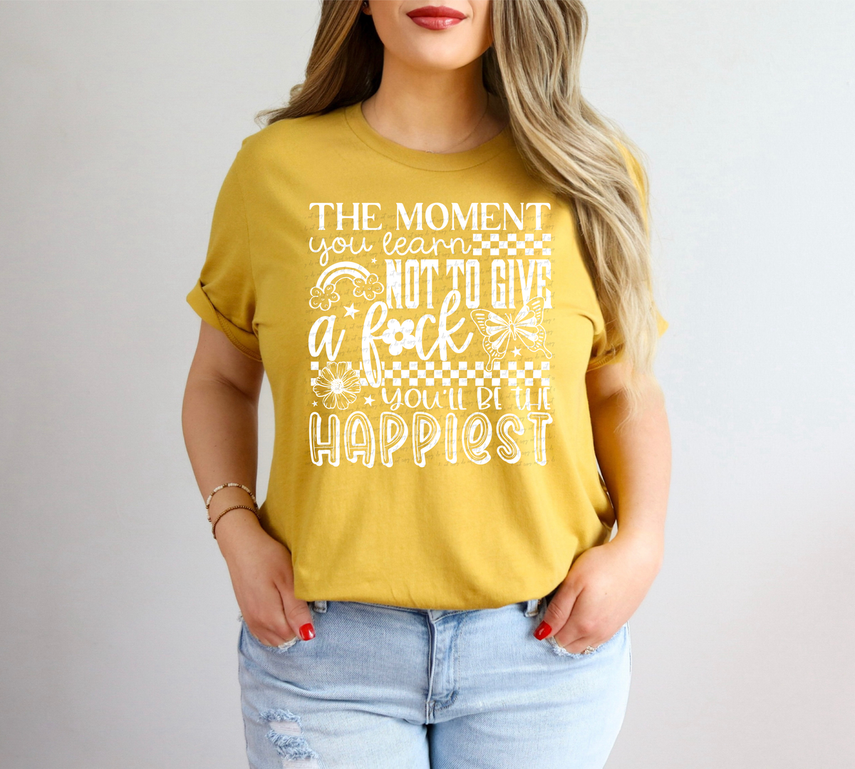 The Moment You Learn Not To Give A Fuck You'll Be The Happiest White 89025 DTF Transfer