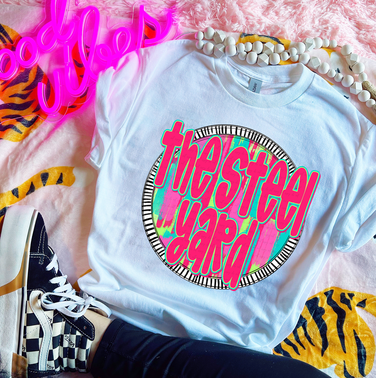 The Steel Yard Pink Font Circle 111443 DTF transfer