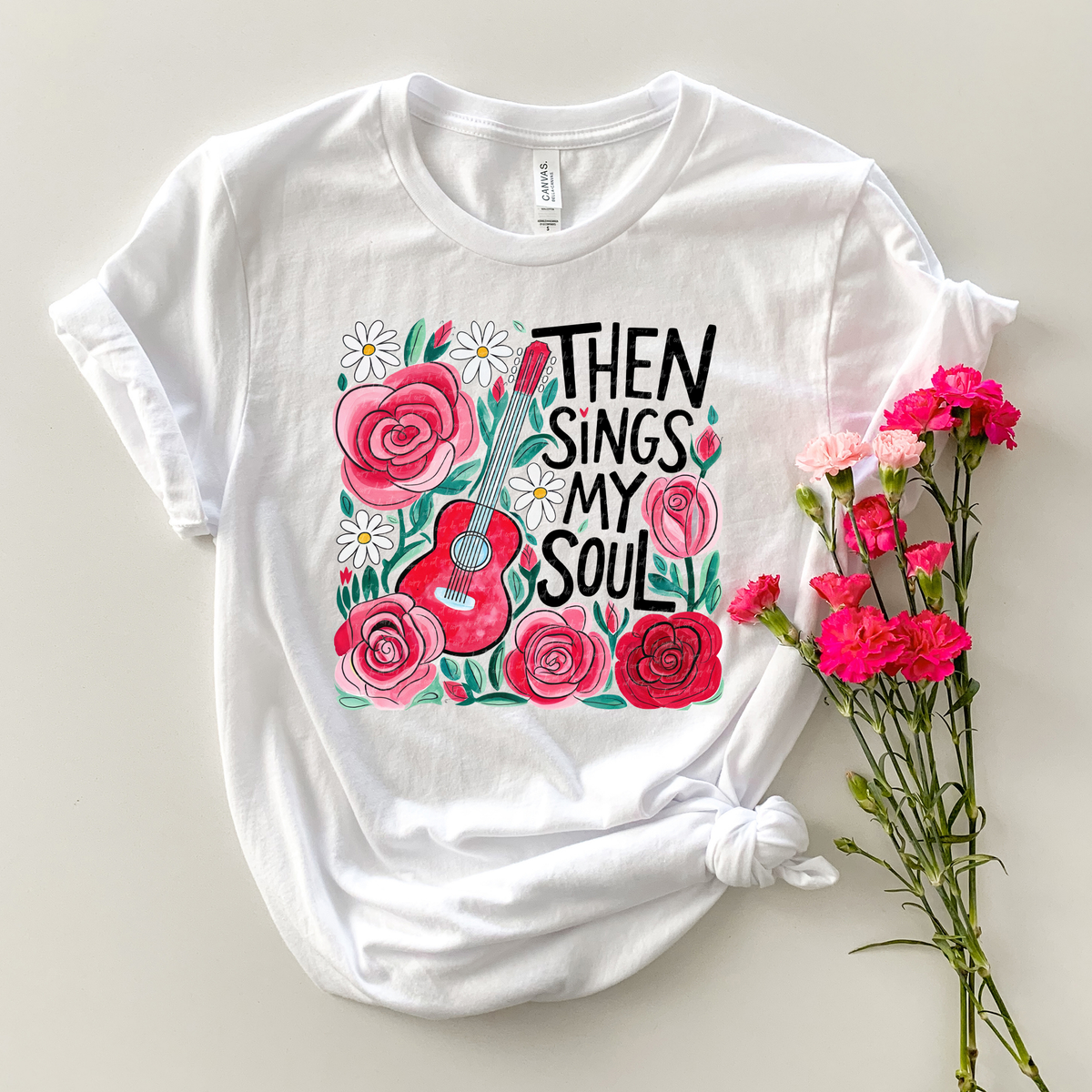 Then Sings My Soul Guitar And Floral 86112 DTF Transfer