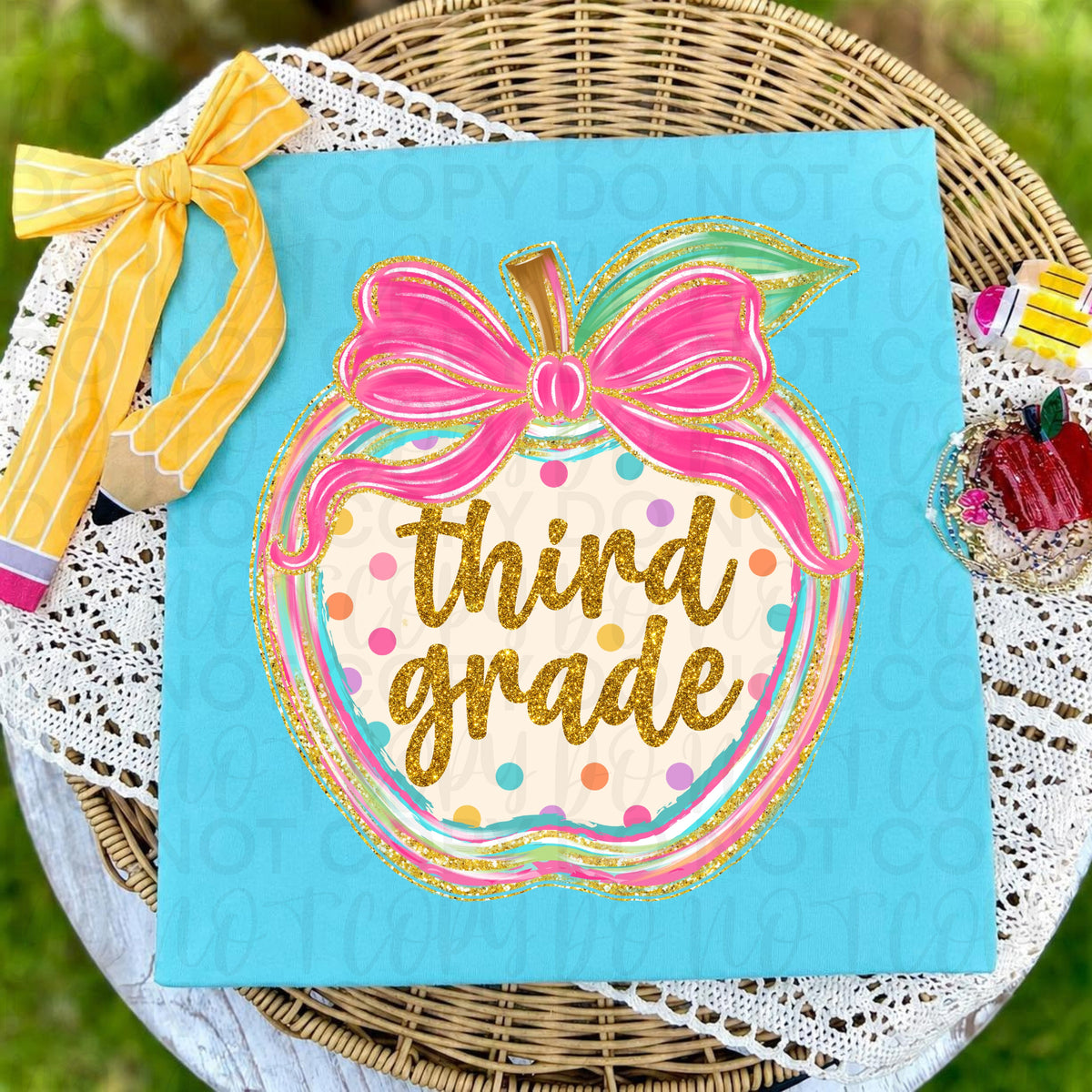Third grade polkadot apple (UAC) DTF Transfer