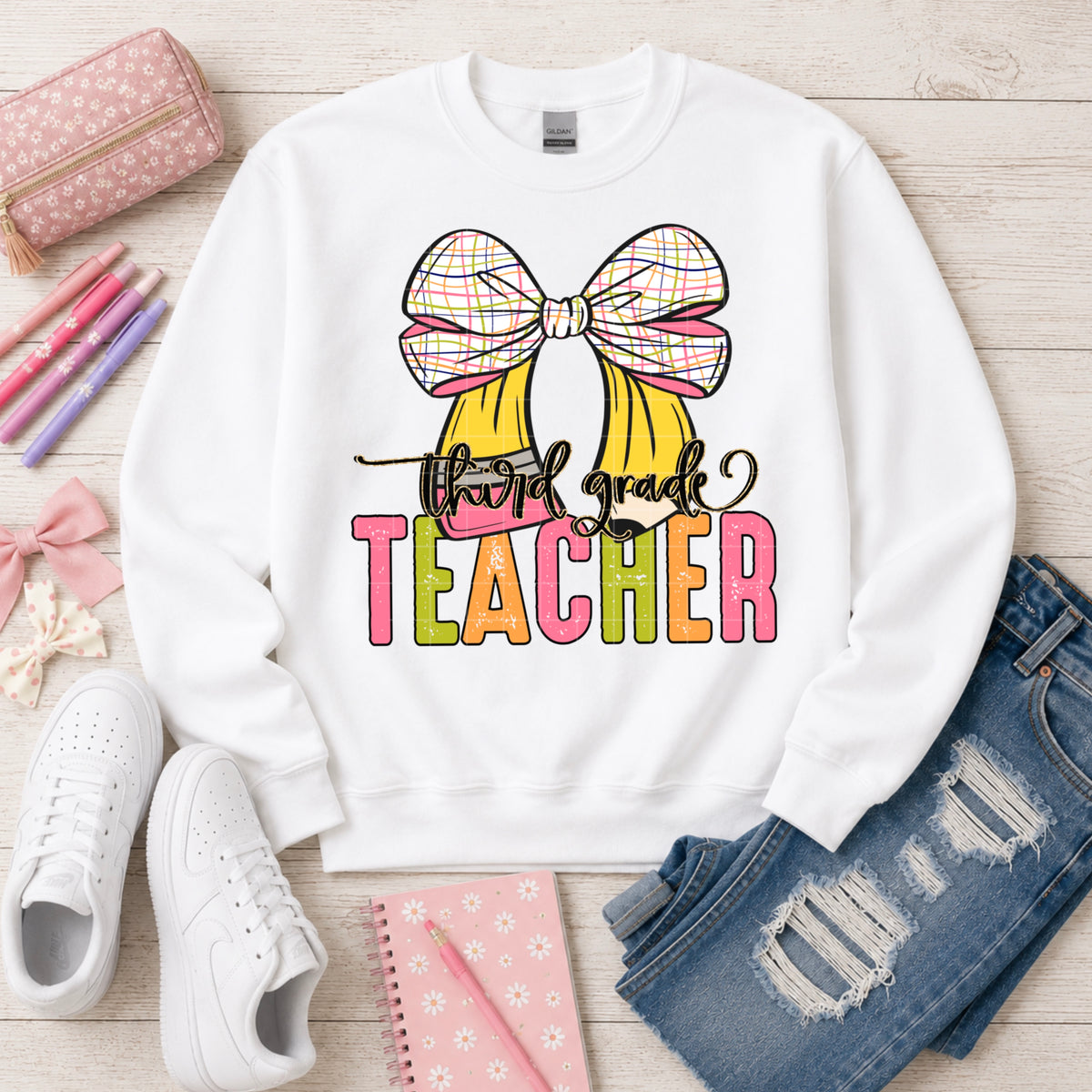 Third grade teacher school bow (SDD) DTF Transfer