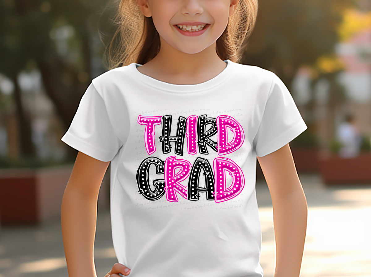 Third Grad Black and Pink Font Polka 117920 DTF transfer